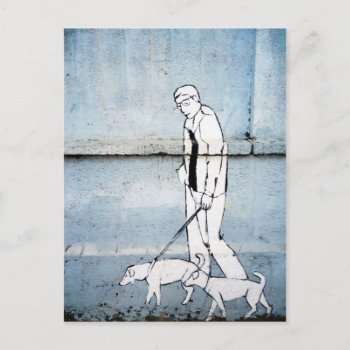 Dog Walker Graffiti On Branimirova Street  Croatia Postcard by asyrum at Zazzle