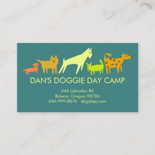Dog Walker Groomer Boarding Colorful Funny Puppy  Business Card