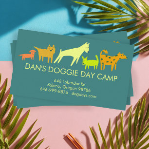 Dog Walker Groomer Boarding Colorful Funny Puppy  Business Card