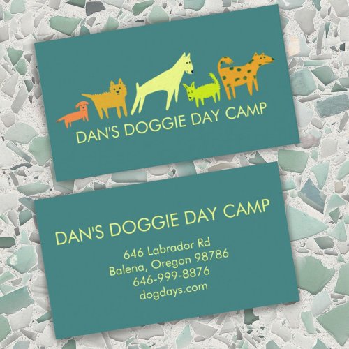 Dog Walker Groomer Boarding Colorful Funny Puppy  Business Card