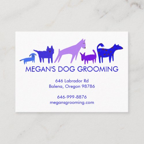 Dog Walker Groomer Colorful Funny Dogs Puppy  Business Card