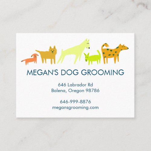 Dog Walker Groomer Colorful Funny Dogs Puppy  Business Card