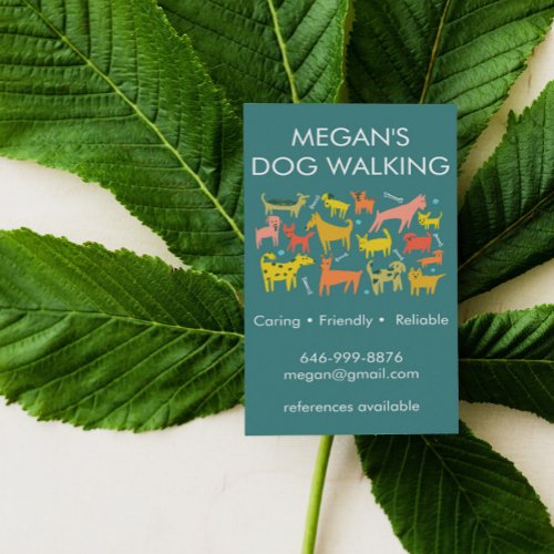 Dog Walker Groomer Colorful Funny Dogs Puppy Vets  Business Card