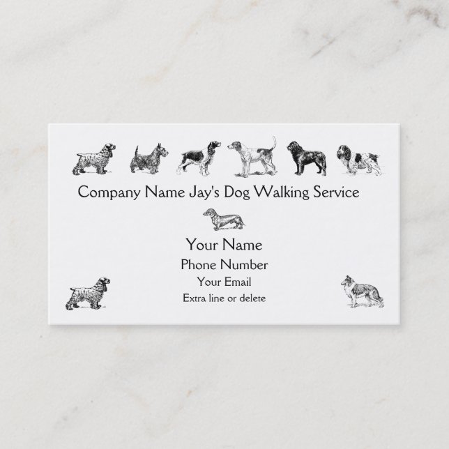 Dog Walker Groomer Pet Care Service Custom Company Business Card (Front)