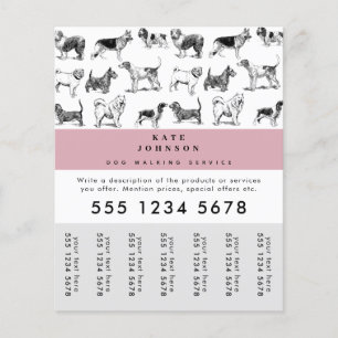 Dog Walker Grooming Dog Trainer Tear-Off Tags Flyer