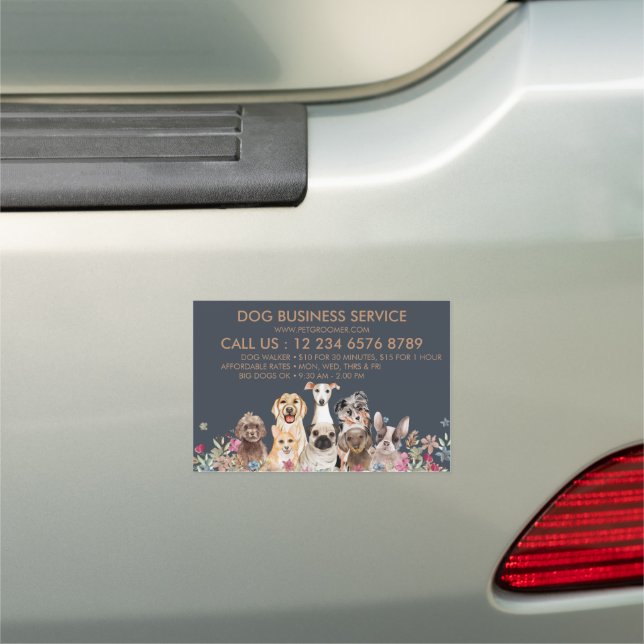 Dog Walker Grooming Pet Store Car Magnet (In Situ)