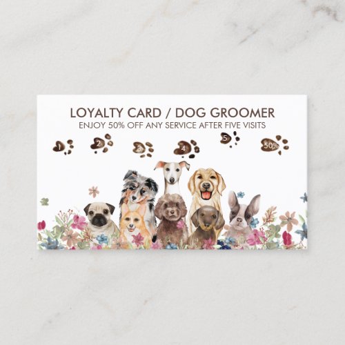 Dog Walker Grooming Petsitter Cute Loyalty Business Card