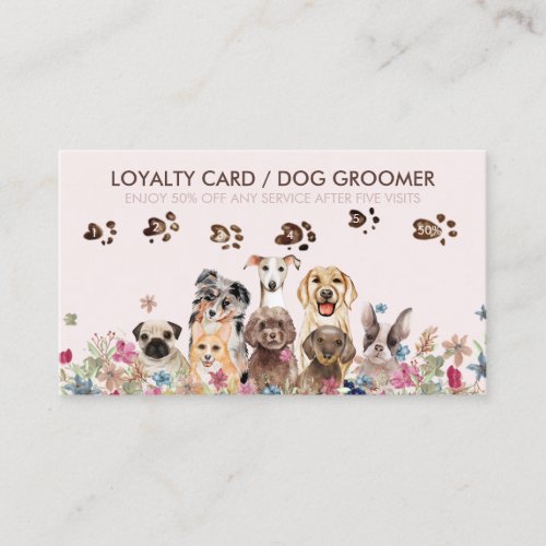 Dog Walker Grooming Petsitter Sale Loyalty Business Card