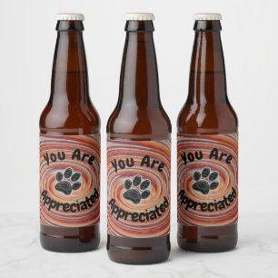 Dog Walker Groovy Paw Print Colorful Pet Sitter Beer Bottle Label