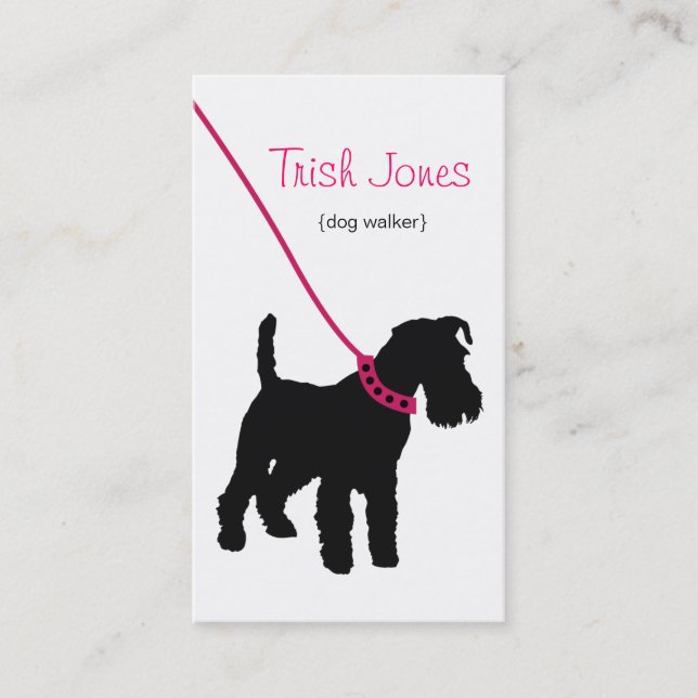 Dog Walker (hot pink) Business Card (Front)
