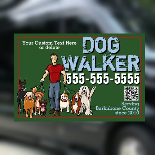Dog Walker Male Dog Walking Promotional Car Magnet