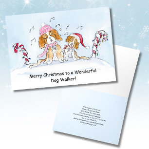Dog Walker Merry Christmas CKCS Dogs Card