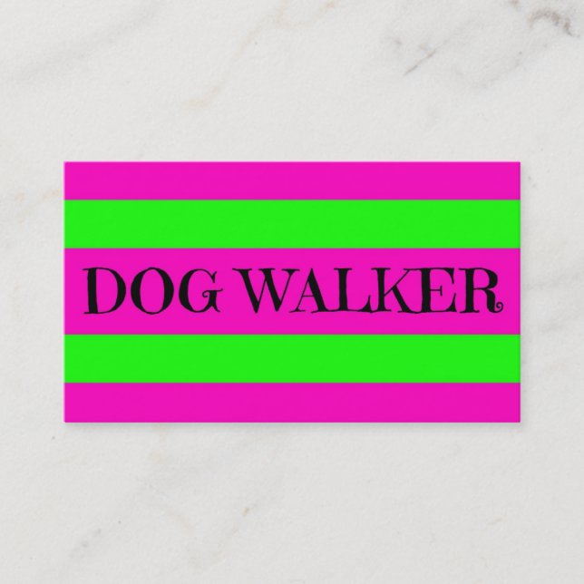 Dog Walker Neon Green and Hot Pink Business Card (Front)
