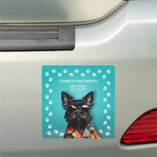 Dog Walker Paw Print Border  Car Magnet