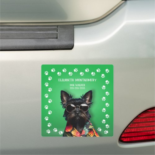 Dog Walker Paw Print Border  Car Magnet