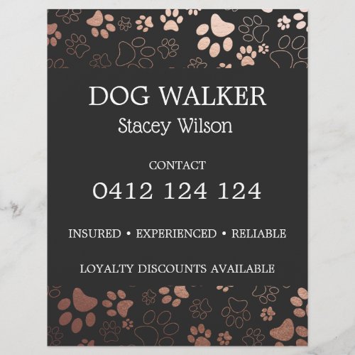 Dog Walker Paw Print Pattern Business Flyer