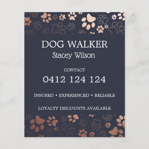 Dog Walker Paw Print Pattern Business Flyer