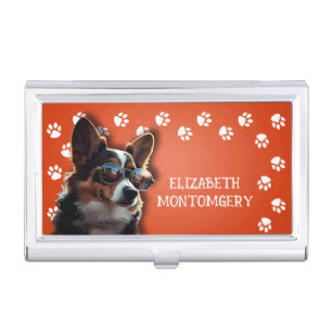 Dog Walker Paw Prints Business Card Case