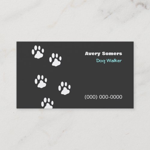 Dog Walker Paws Black  Business Card