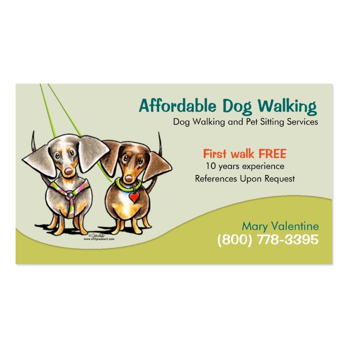 Dog Walker Pet Business Dachshunds Business Card | Zazzle