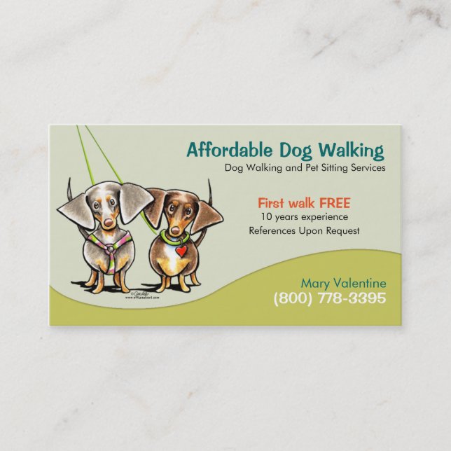 Dog Walker Pet Business Dachshunds Business Card (Front)
