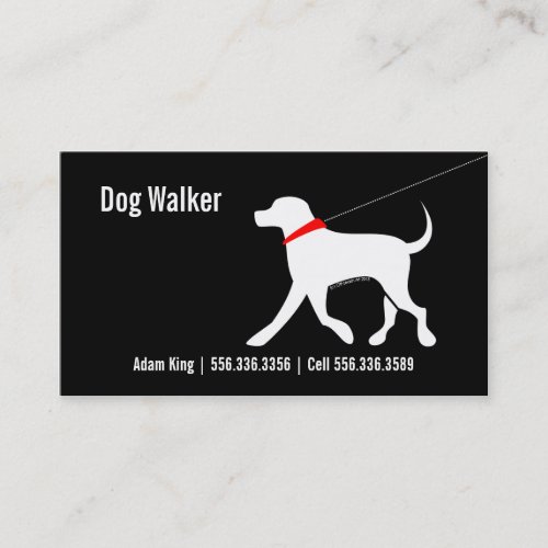 Dog Walker Pet Business Lab Modern Black Business Card