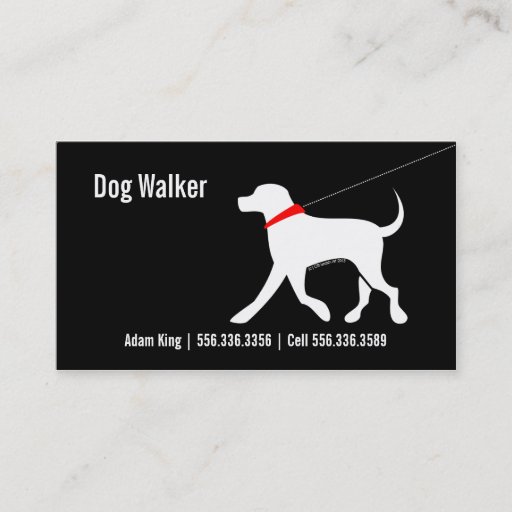 Customizable Dog Walker Pet Business Lab Modern Black Business Card Templates