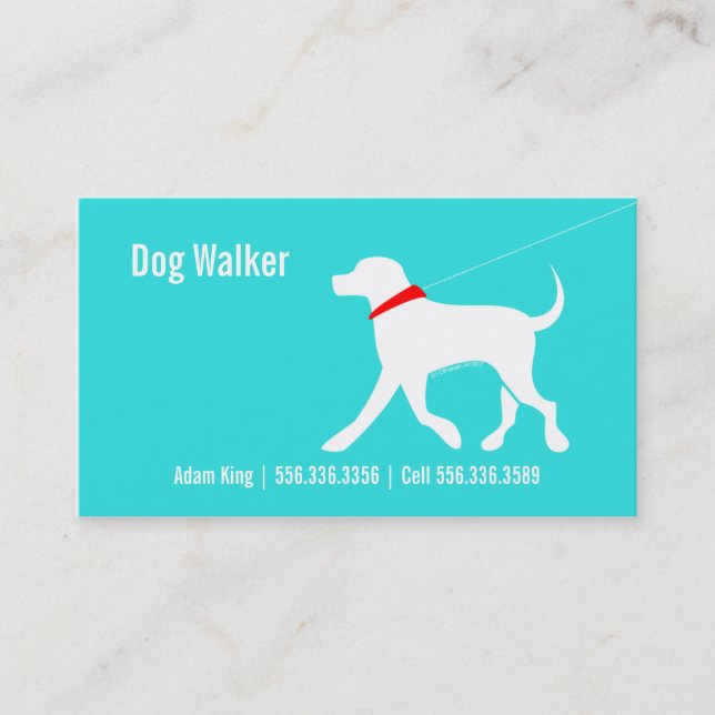 Dog Walker Pet Business Lab Modern Coastal Business Card (Front)