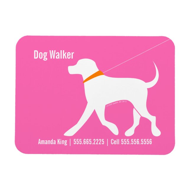 Dog Walker Pet Business Lab Modern Pink Magnet (Horizontal)