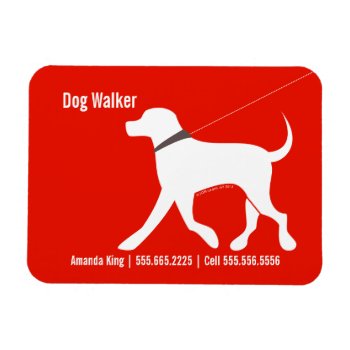 Dog Walker Pet Business Lab Modern Red Magnet by offleashart at Zazzle