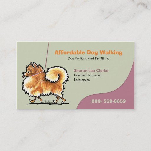 Customizable Dog Walker Pet Business Pomeranian Business Card Template