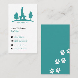 Dog Walker Pet Care Aqua Business Card