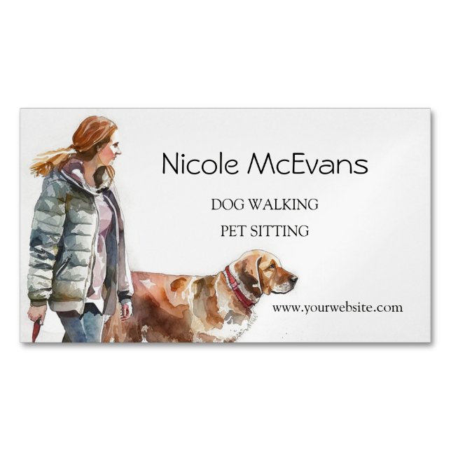 Dog Walker Pet Care Services Business Card Magnet (Front)