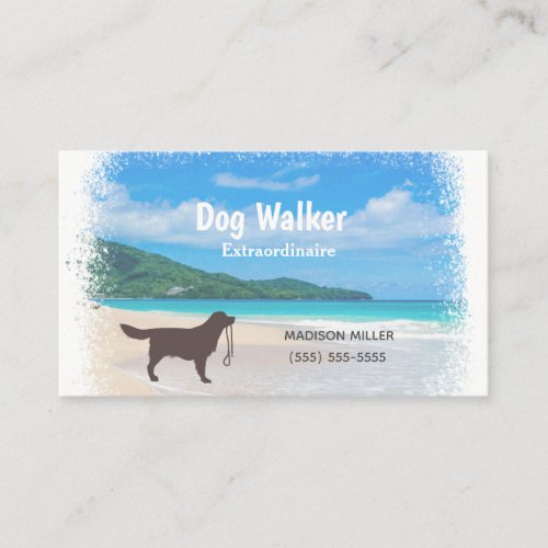 Dog Walker Pet Sitter Beach Nature  Business Card