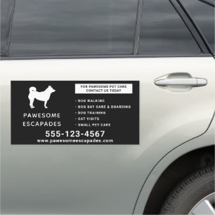 Dog Walker & Pet Sitter Black 12"x24" Car Magnet