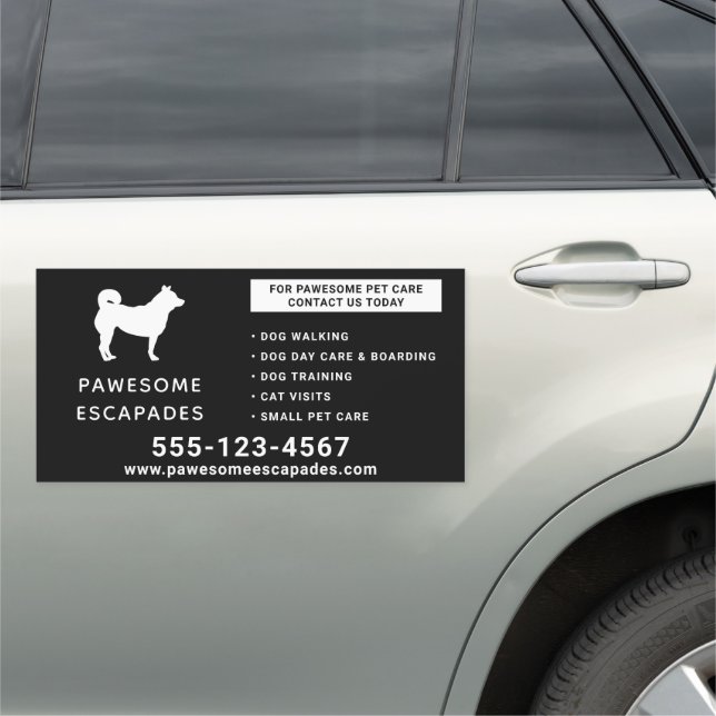 Dog Walker & Pet Sitter Black 12"x24" Car Magnet (In Situ)