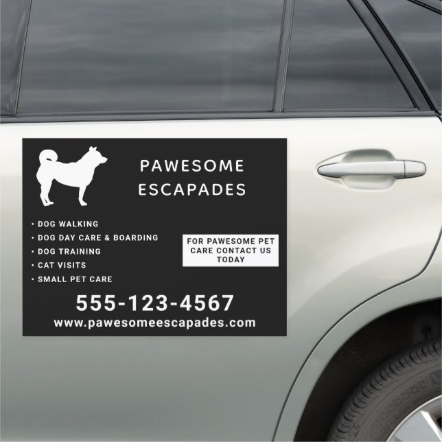 Dog Walker & Pet Sitter Black 18"x24" Car Magnet (In Situ)
