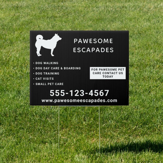 Dog Walker & Pet Sitter Black Sign (Insitu)