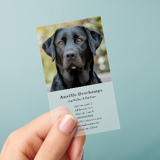 Dog Walker Pet Sitter Custom Photo Clear Business Cards