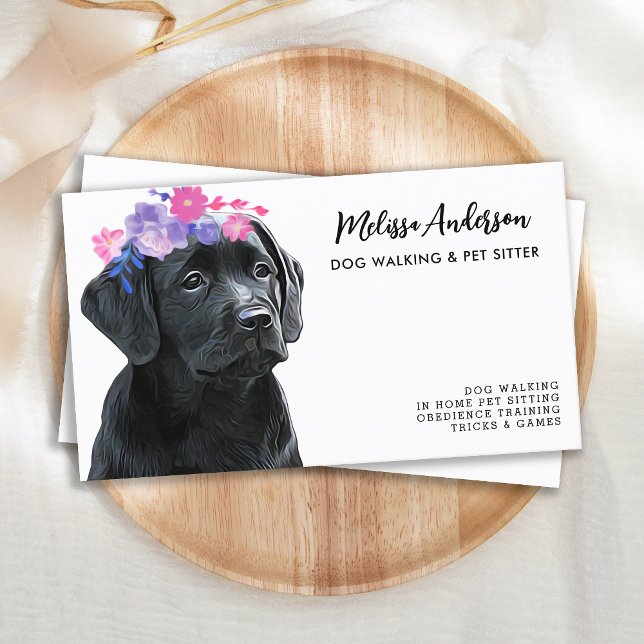 Dog Walker Pet Sitter Cute Puppy Labrador  Business Card (Creator Uploaded)