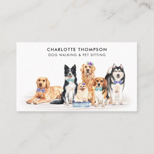 Dog Walker Pet Sitter Dog Groomer Watercolor  Business Card