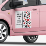 Dog Walker Pet Sitter Fun Paw and Hearts Car Magnet<br><div class="desc">A vibrant and Fun Dog Walker Paw and Hearts Pet Sitter business Car Magnet design copying from our most popular style for dog walkers or dog carers etc. Featuring a hearts and paws logo to help stand out and be remembered by all dog lovers.. Make your business look really professional...</div>