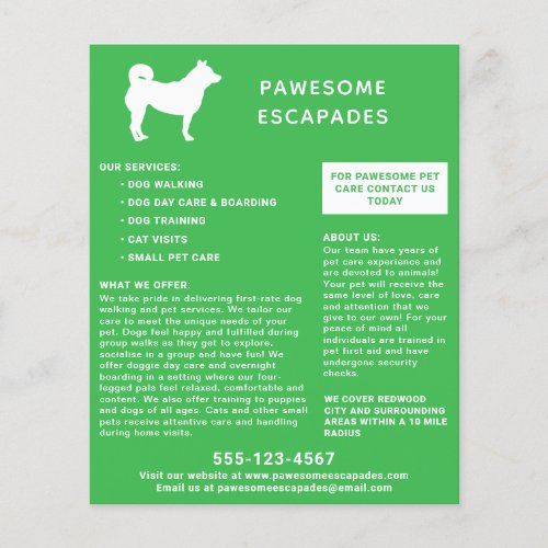 Dog Walker  Pet Sitter Green Flyer