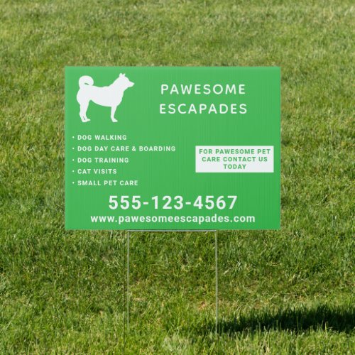 Dog Walker  Pet Sitter Green Sign