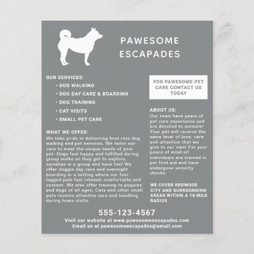 Dog Walker  Pet Sitter Grey Flyer