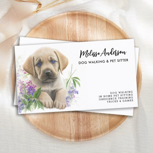 Dog Walker Pet Sitter Labrador Puppy Watercolor Business Card