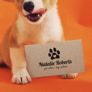 Dog Walker Pet Sitter Paw Heart Rustic Kraft Business Card at Zazzle