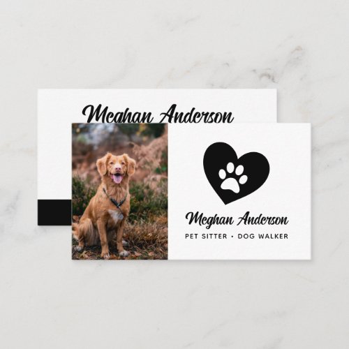 Dog Walker Pet Sitter Photo Business Card