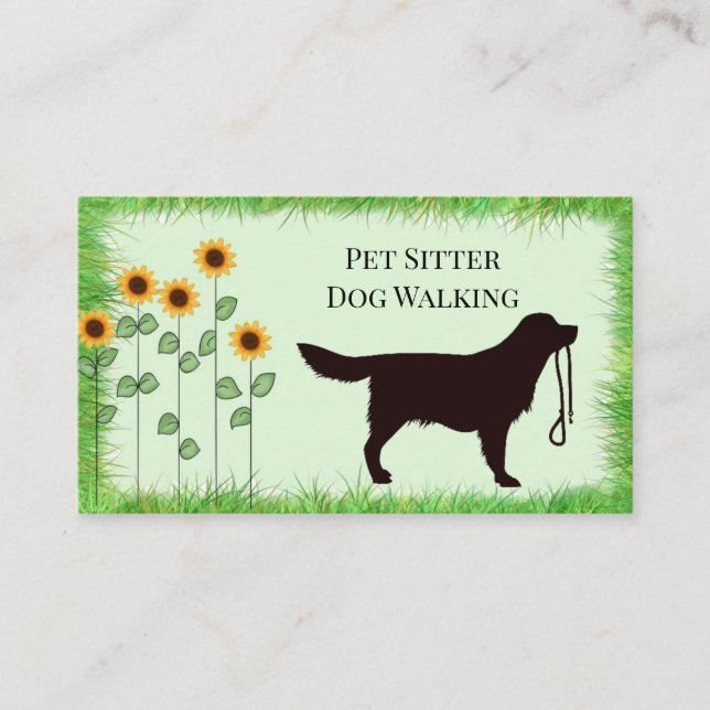 Dog Walker/ Pet Sitter Sunflowers Business Card (Front)