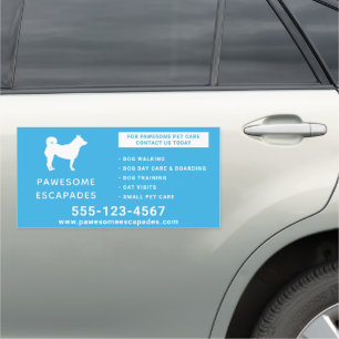 Dog Walker & Pet Sitter Teal 12"x24" Car Magnet